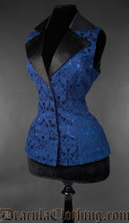 Blue Brocade Ladies Vest