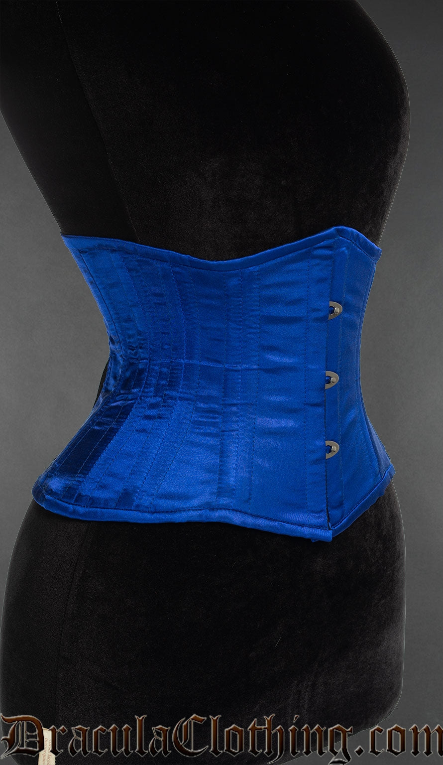 Blue Satin Double Boned Waist Cincher