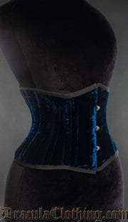 Blue Velvet Double Boned Waist Cincher