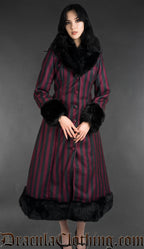 Bordeaux Striped Winter Coat
