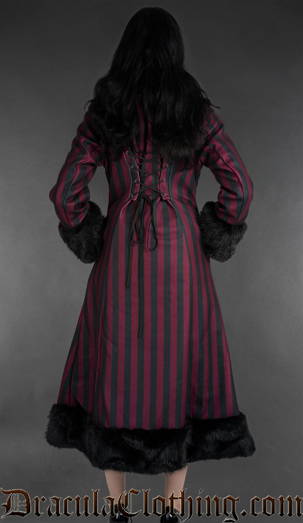 Bordeaux Striped Winter Coat