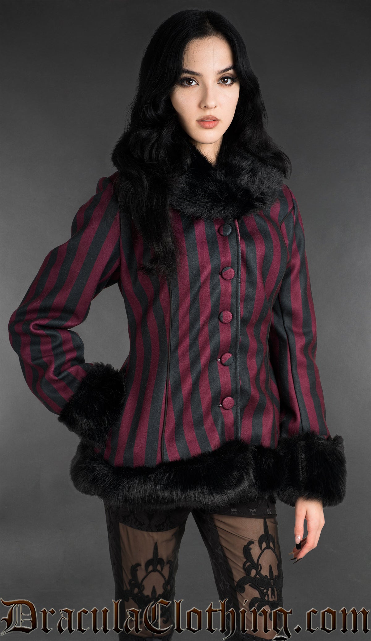 Bordeaux Striped Winter Jacket