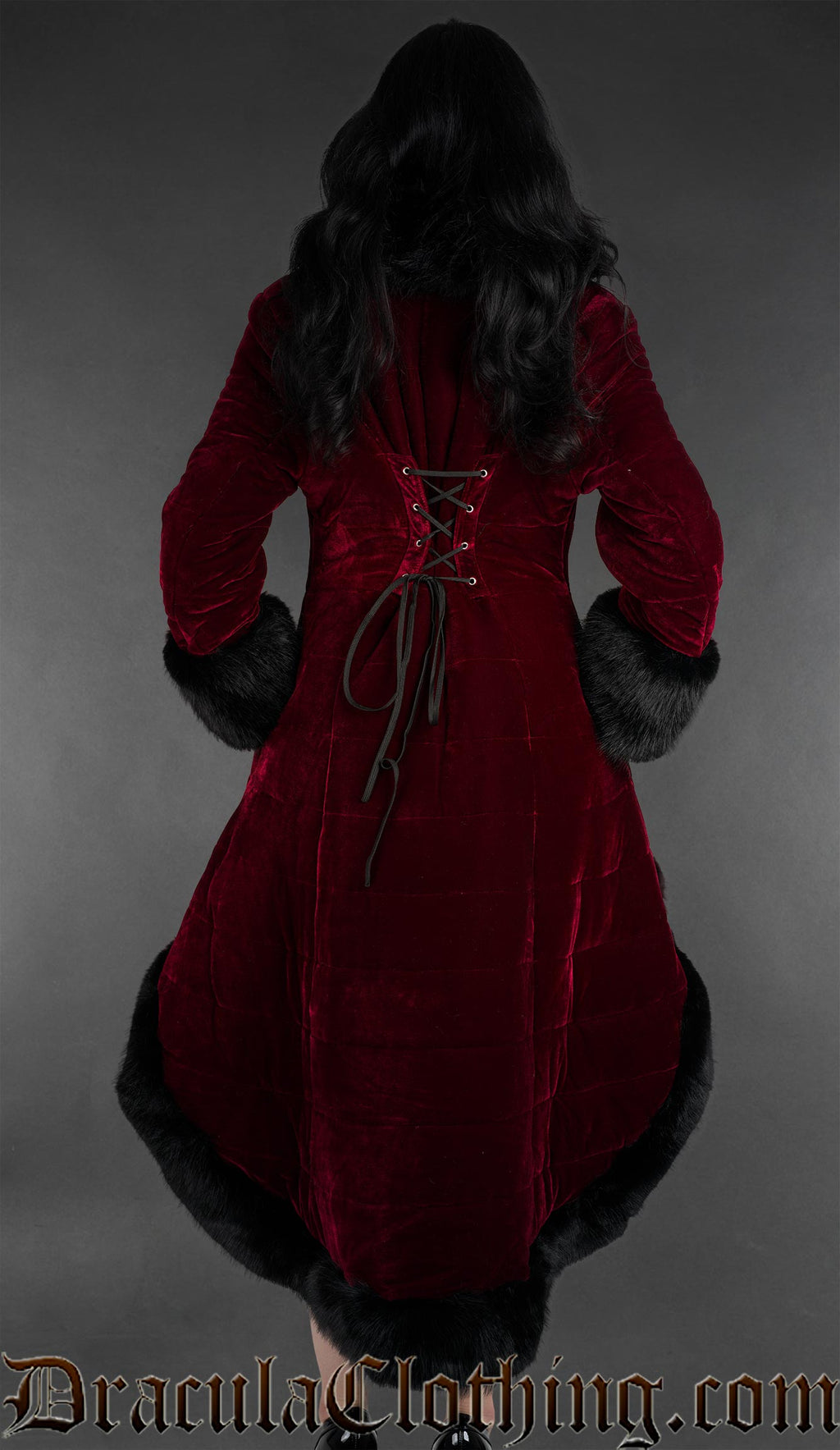 Bordeaux Velvet High Low Puffer Winter Coat
