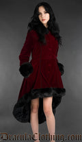 Bordeaux Velvet High Low Winter Coat