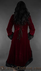 Bordeaux Velvet High Low Winter Coat