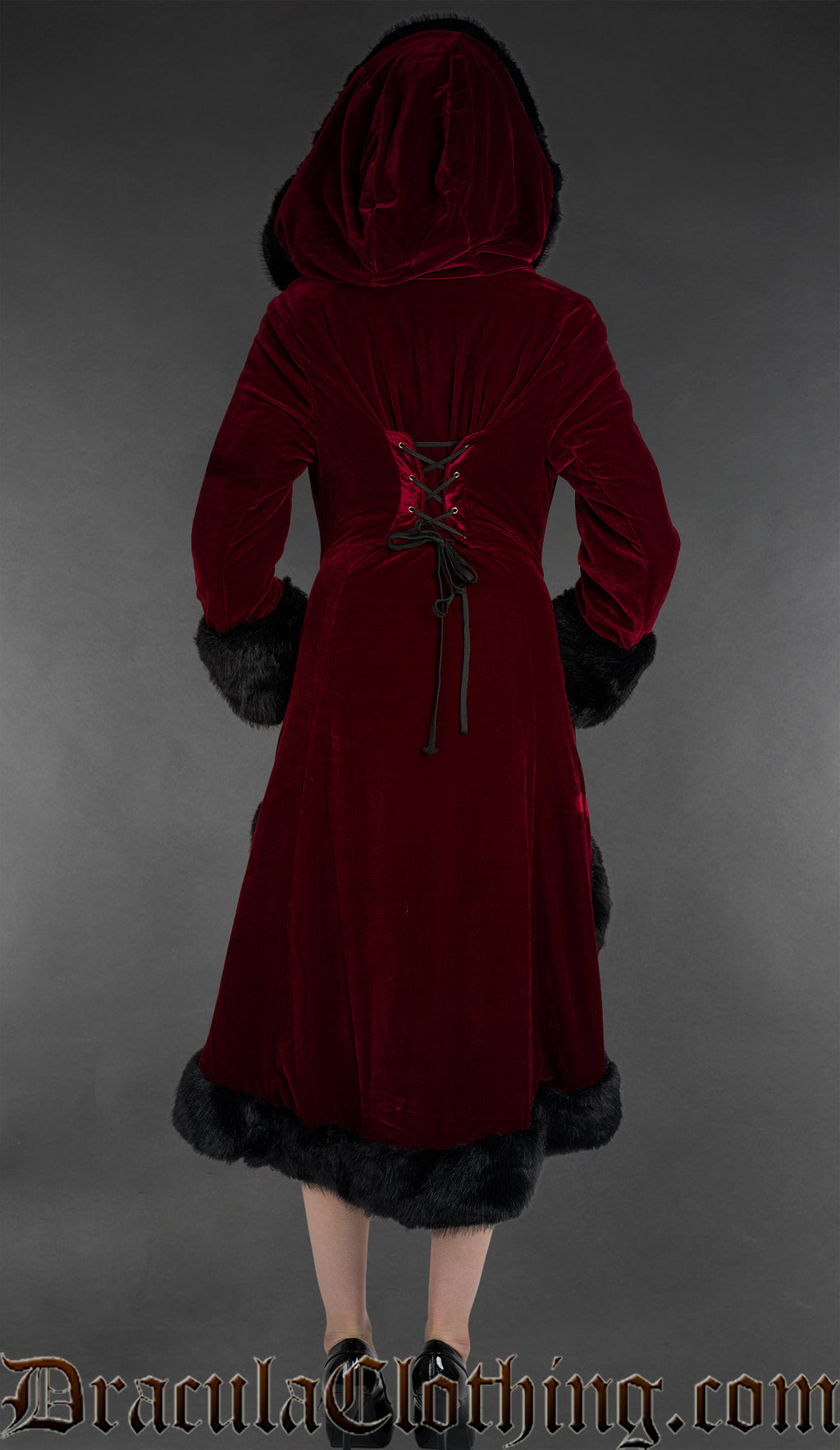 Bordeaux Velvet High Low Fall Coat With Hood