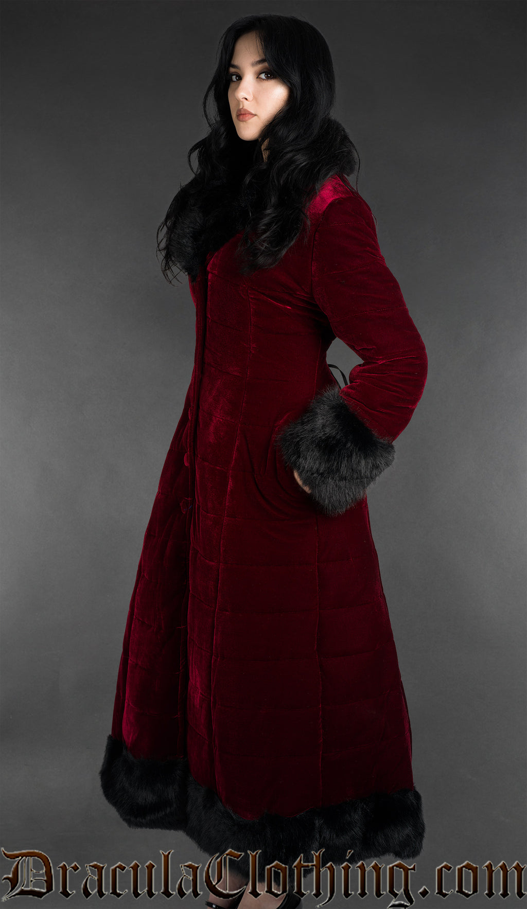 Bordeaux Velvet Puffer Winter Coat