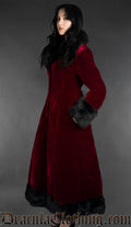 Bordeaux Velvet Puffer Winter Coat