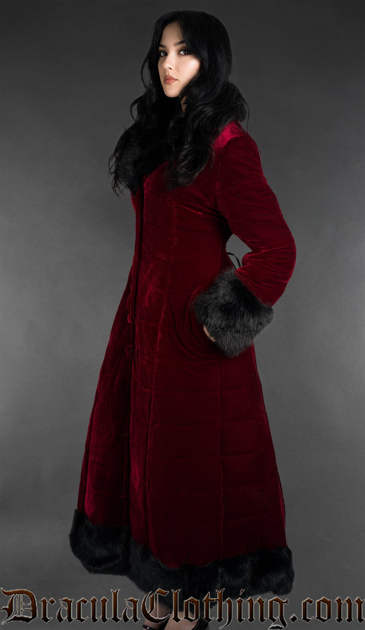 Bordeaux Velvet Puffer Winter Coat