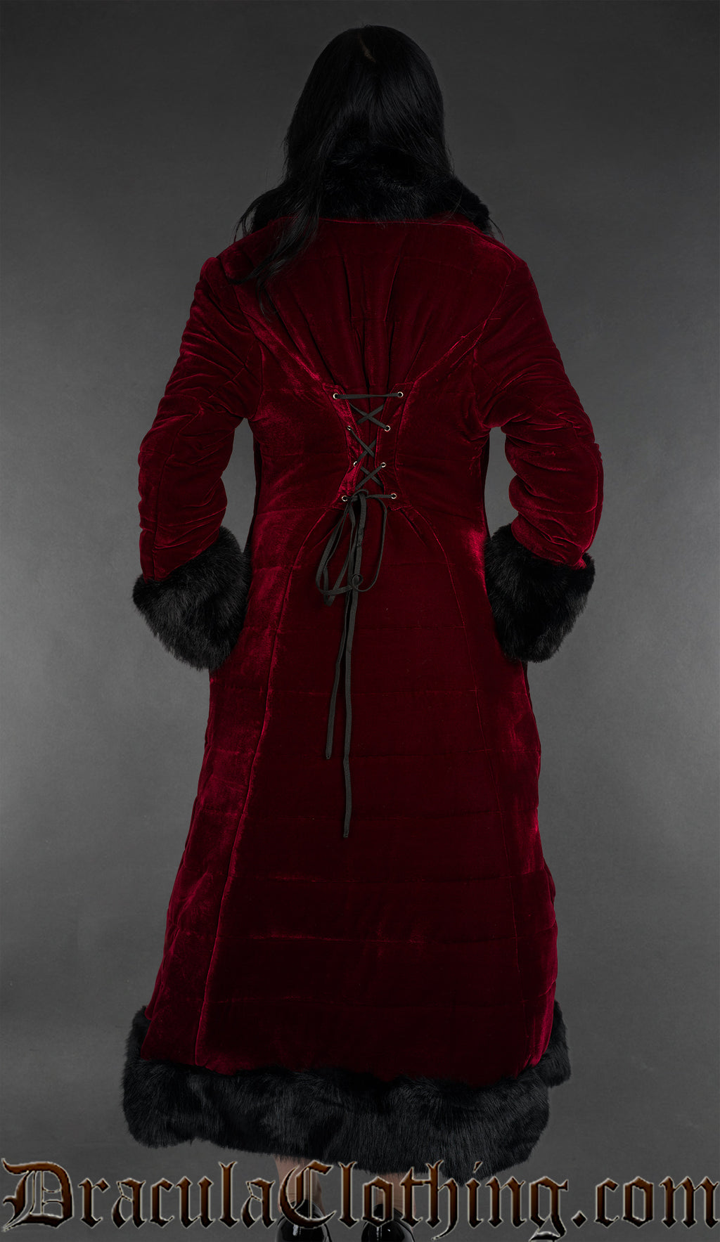 Bordeaux Velvet Puffer Winter Coat