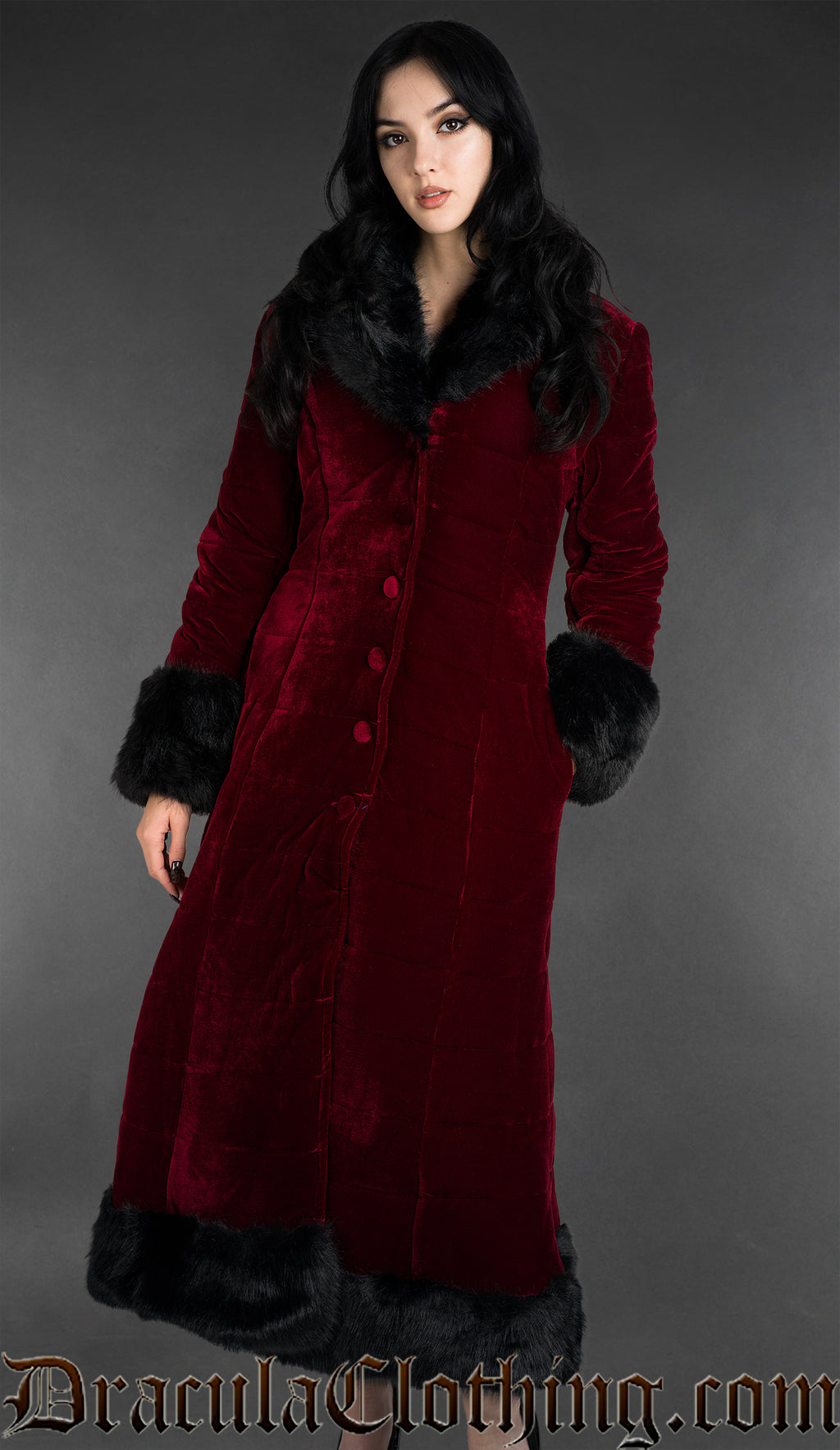 Bordeaux Velvet Puffer Winter Coat