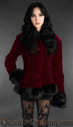 Bordeaux Velvet Fall Jacket With Hood