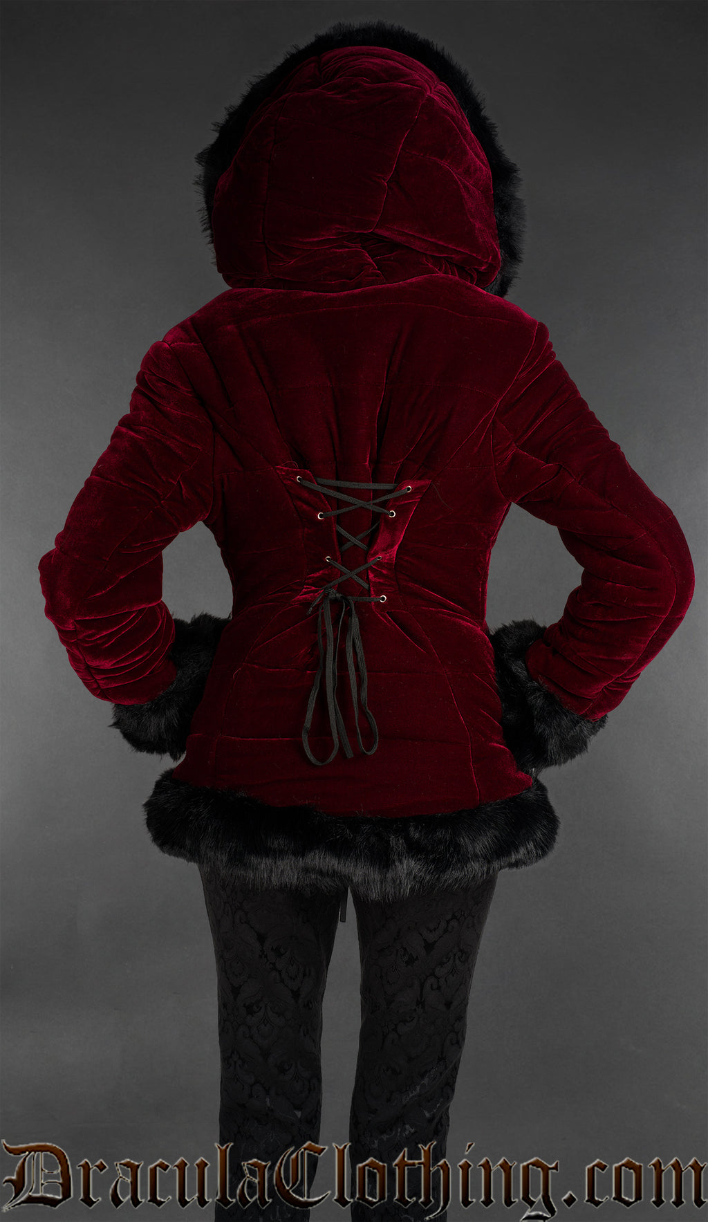 Bordeaux Velvet Fall Jacket With Hood