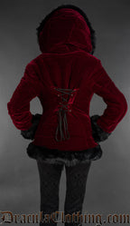 Bordeaux Velvet Fall Jacket With Hood