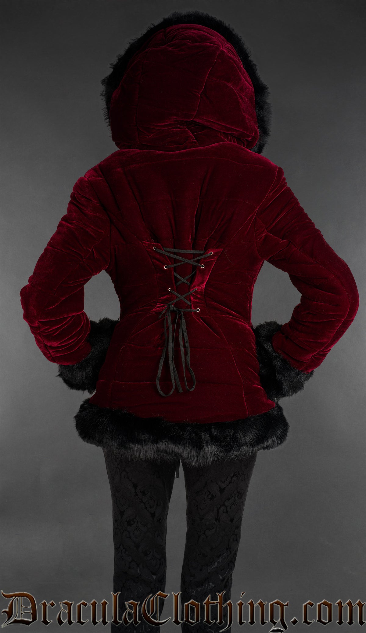 Bordeaux Velvet Fall Jacket With Hood