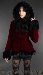 Bordeaux Velvet Fall Jacket With Hood