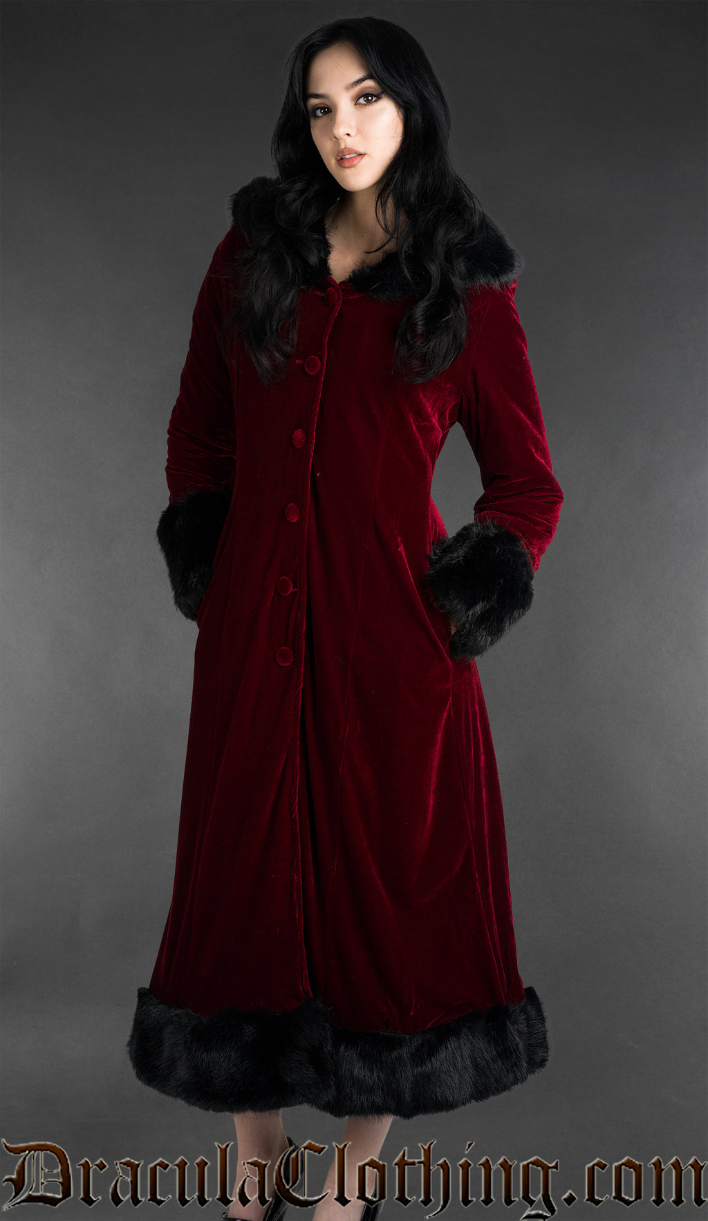 Bordeaux Velvet Fall Coat With Hood