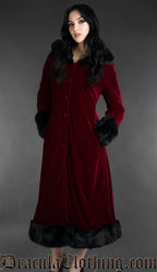 Bordeaux Velvet Fall Coat With Hood