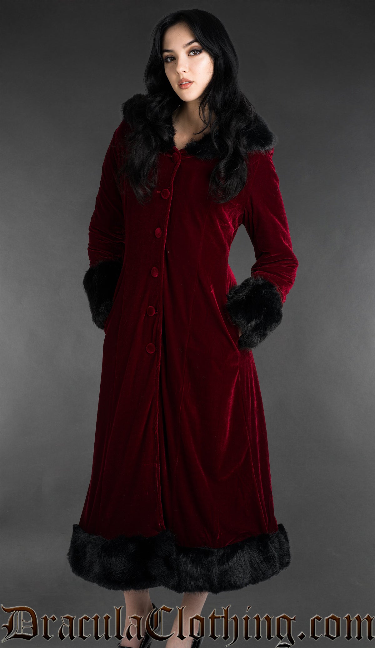 Bordeaux Velvet Fall Coat With Hood