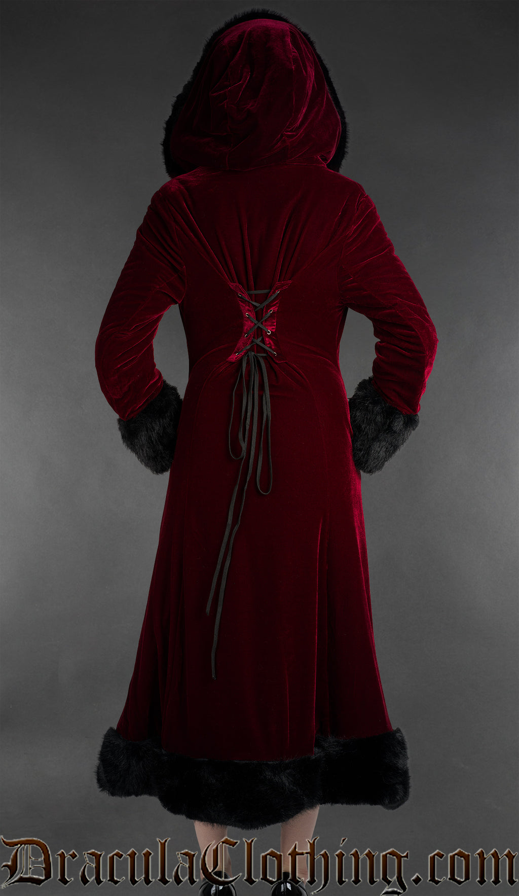 Bordeaux Velvet Fall Coat With Hood