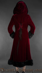 Bordeaux Velvet Fall Coat With Hood
