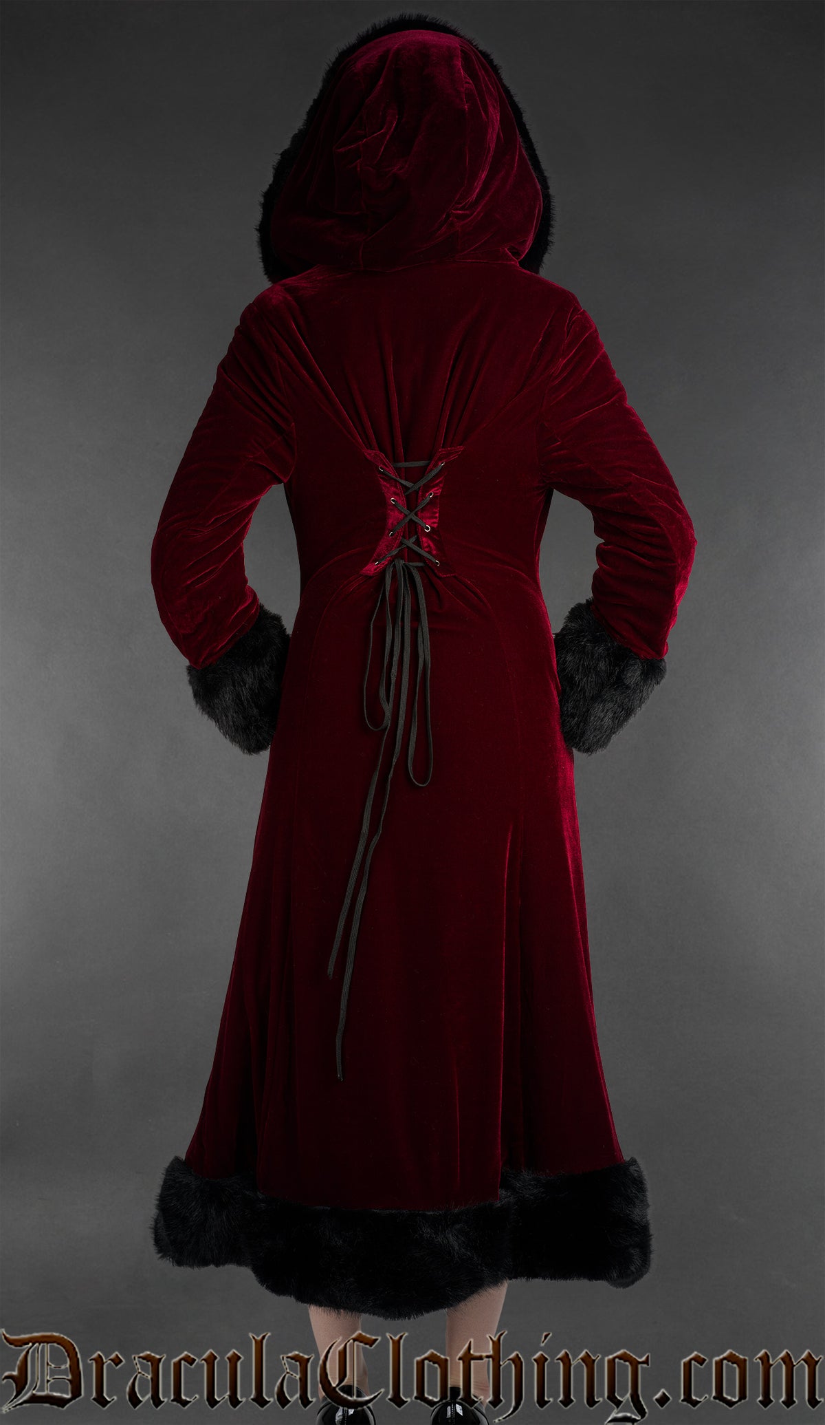 Bordeaux Velvet Fall Coat With Hood