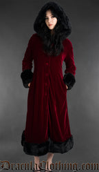 Bordeaux Velvet Fall Coat With Hood
