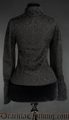 Back view of black brocade women's blouse