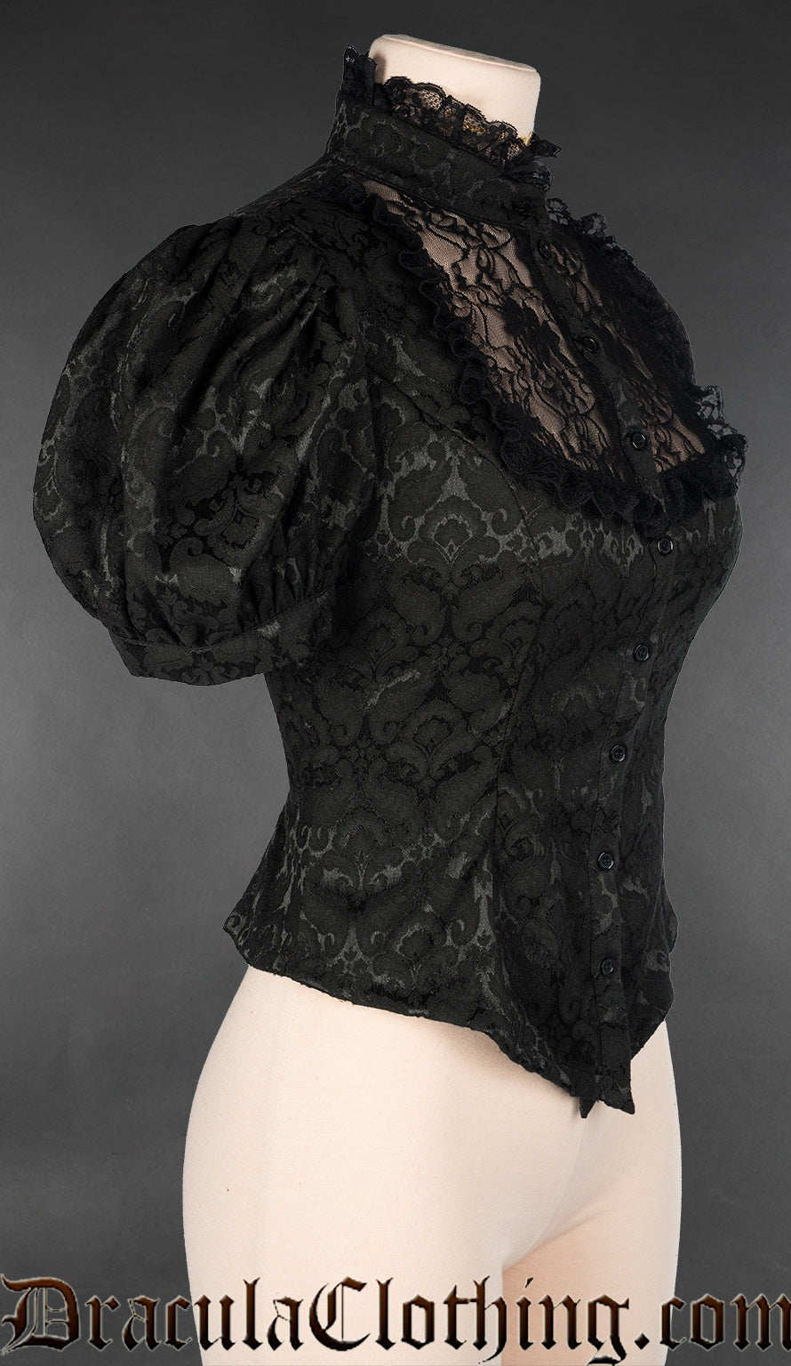 Brocade High Collar Blouse L