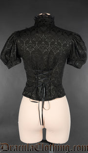 Brocade High Collar Blouse