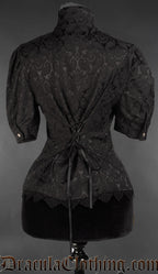 Brocade Jabot Short Sleeved Blouse