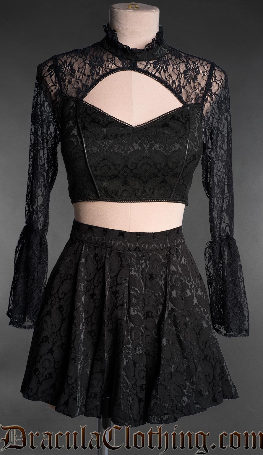 Lace Sleeve Gothic Crop Top