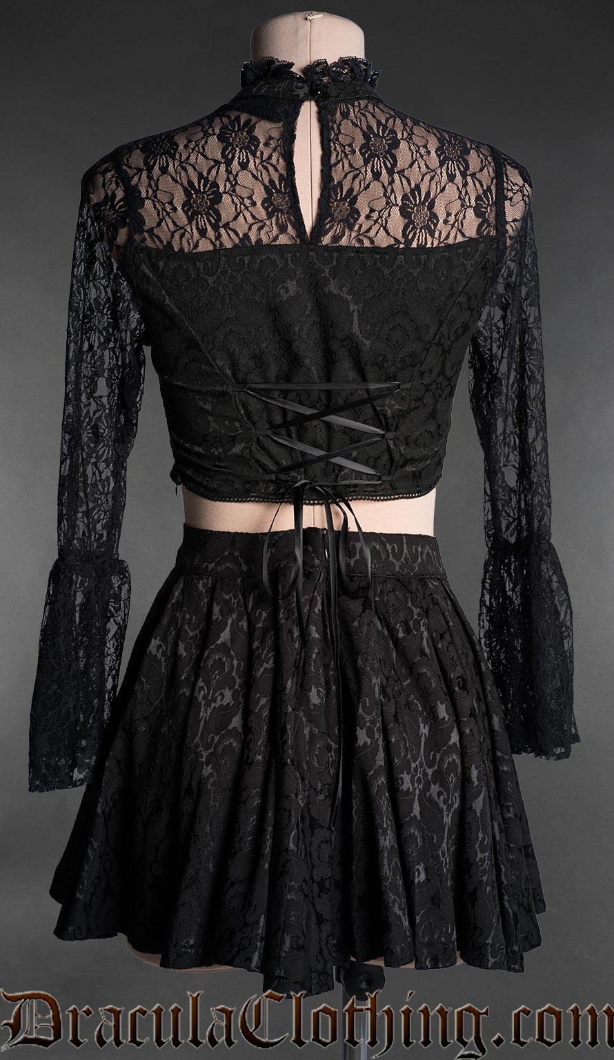 Lace Sleeve Gothic Crop Top
