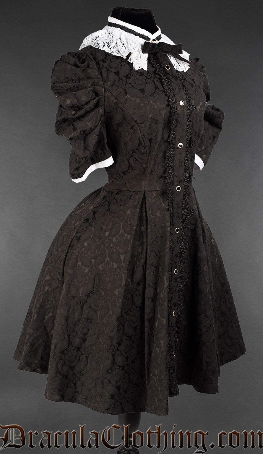 Brocade Short Sleeved Victorian Shirtdress – DraculaClothing Brocade Short Sleeved Victorian Shirtdress – DraculaClothing