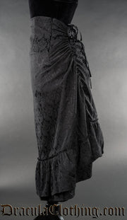 Black Brocade Two Layer Bustle Skirt