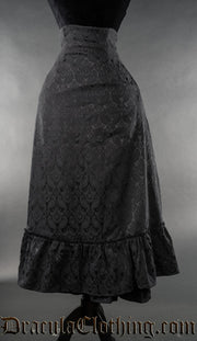 Black Brocade Two Layer Bustle Skirt