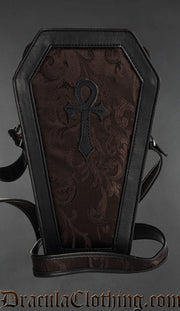 Brown Brocade Ankh Coffin Bag