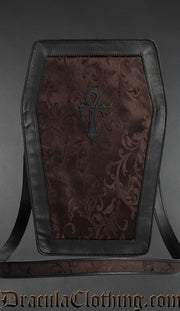 Brown Brocade Big Ankh Coffin Bag