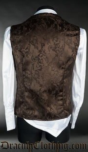 Brown Brocade Double Buttoned Vest