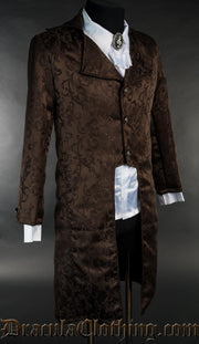 Brown Brocade Elegant Tailcoat 