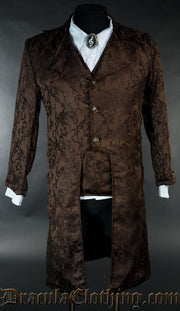 Brown Brocade Elegant Tailcoat 