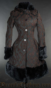 Brown Brocade Thick Winter Coat