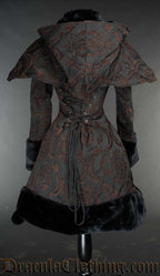 Brown Brocade Thick Winter Coat