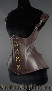 BROWN FAUX LEATHER PRINCESS CORSET