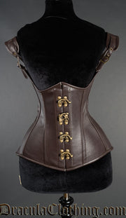 BROWN FAUX LEATHER PRINCESS CORSET