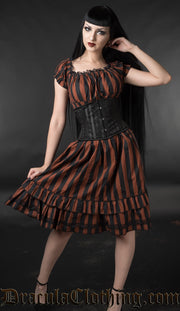 Brown Striped Gothabilly Dress