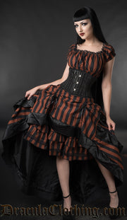 Brown Striped Gothabilly Dress