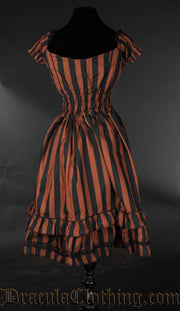 Brown Striped Gothabilly Dress