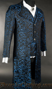 Blue Brocade Elegant Tailcoat