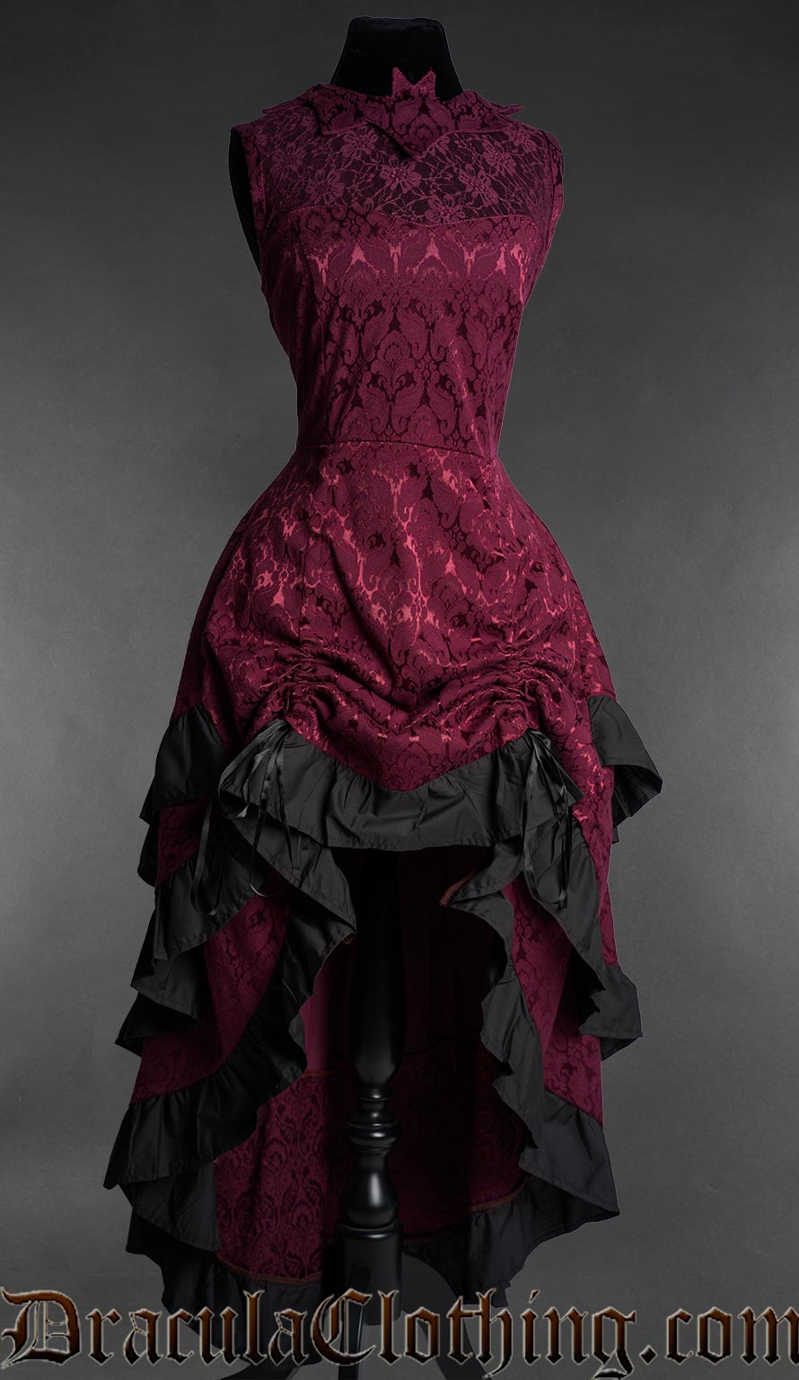 Burgundy Bat Bustle Dress